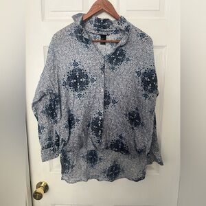 H&M Blue Patterned Button-Down Shirt